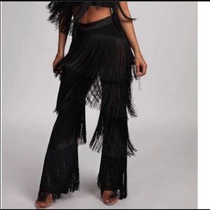 MESHKI fringe pants
